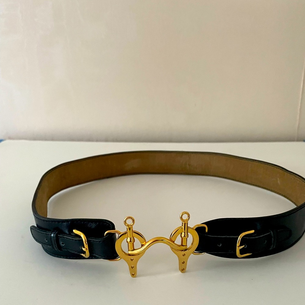 Gucci Horsebit Belt, Black leather. Horsebit Limited design from 1960's.